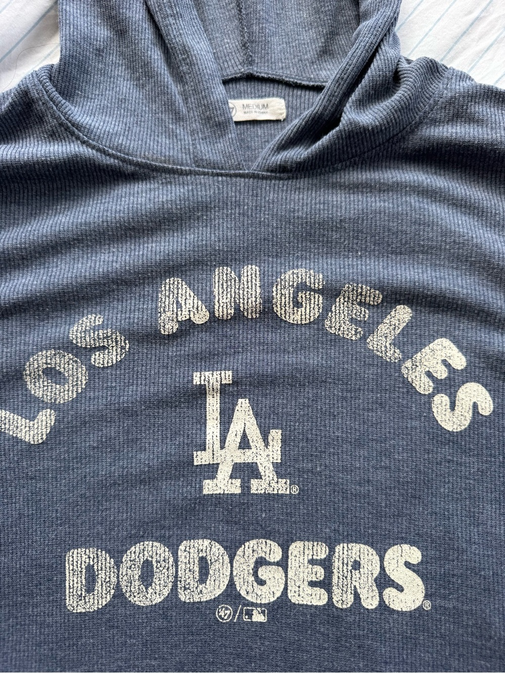 47 - Los Angeles Dodgers Blue Hooded Pullover Sweatshirt size: medium - Picture 3 of 6